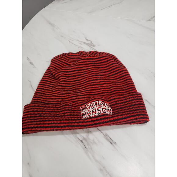VINTAGE Marilyn Manson 1990s Antichrist Superstar Shock‎ Logo Beanie Authentic - Picture 5 of 7